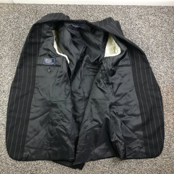 Vintage Polo Ralph Lauren Suit 38R Flannel Wool Chalk Striped 33x29 USA Made - Picture 4 of 16